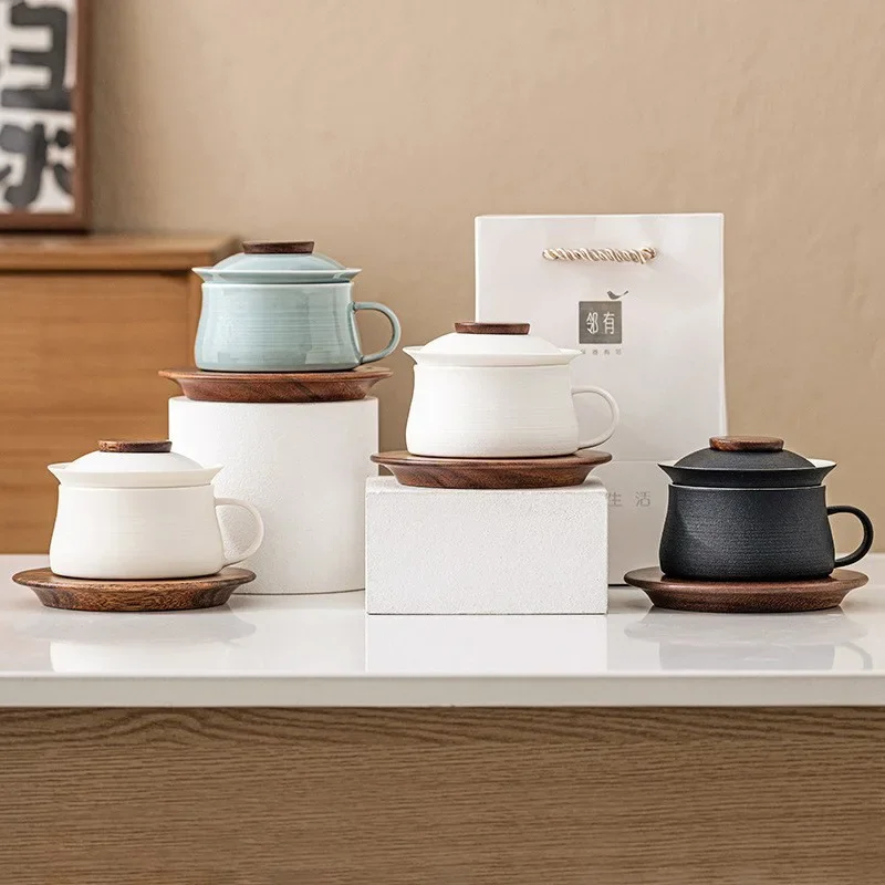 Coffee Cup Tea Water Separation, Tea Office Water Cup, Ceramic and Coffee All-in-one , High-end