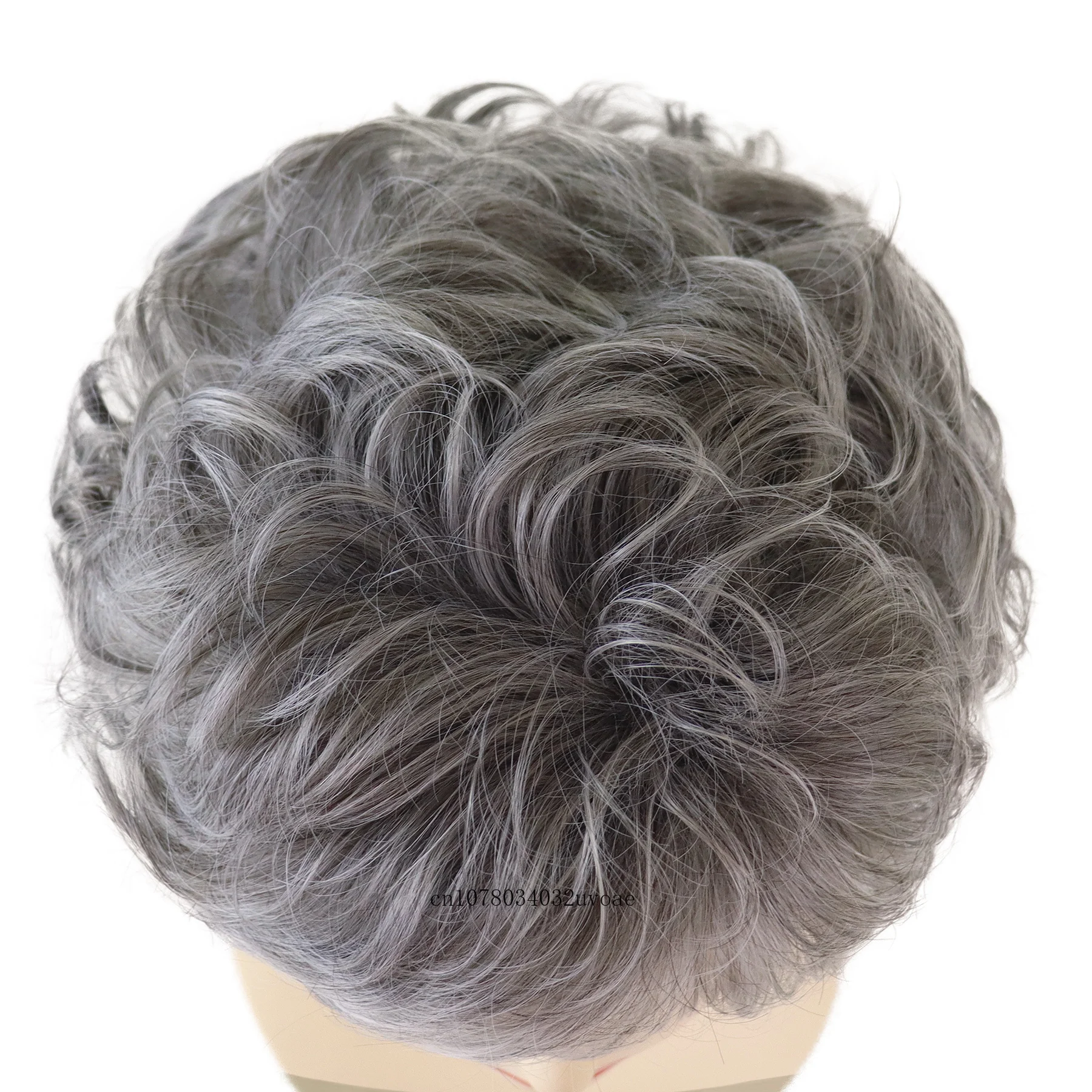 Grey Curly Wigs for Women Synthetic Hair Short Haircuts Mommy Wigs Granny Old Lady Silver Wig with Bangs Natural Hairstyles Soft