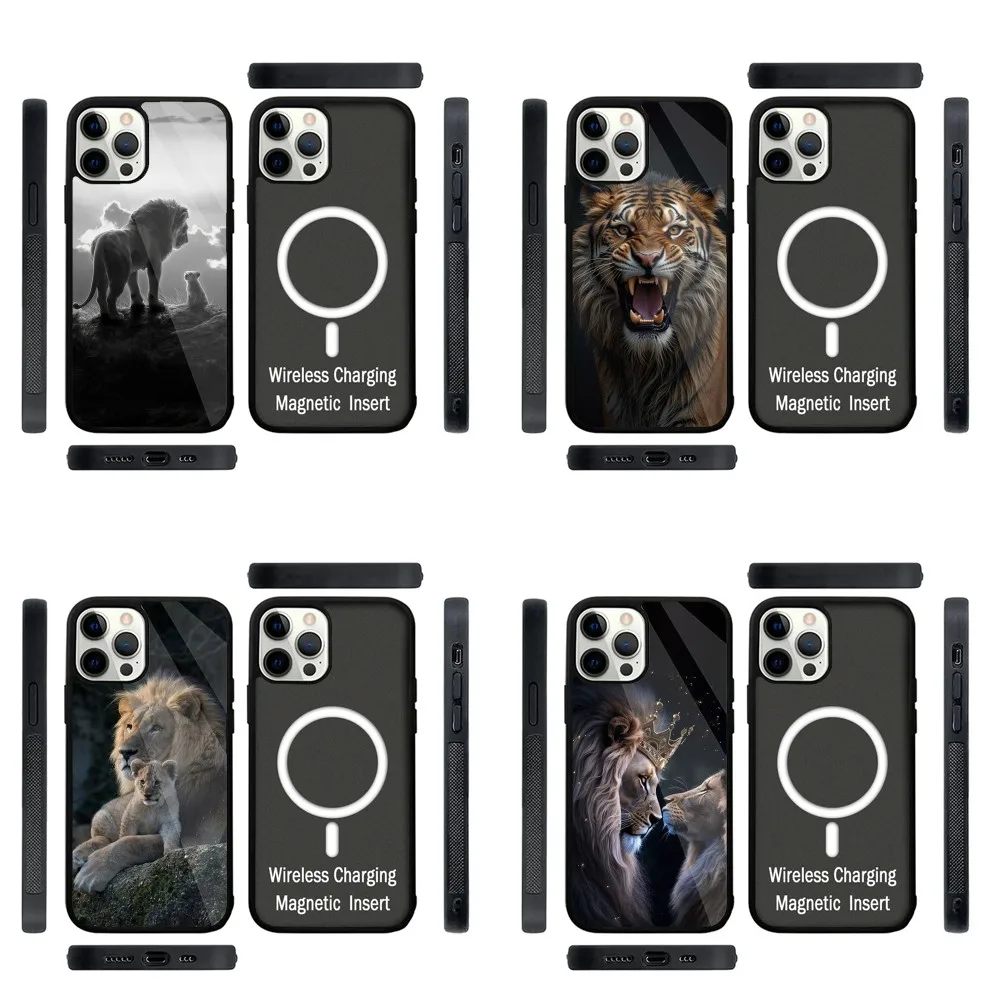 

Tiger Lion King Phone Case Strong Magnetic For IPhone 16,15,14,13,Pro,Max,Plus,11,12,Mini For Magsafe Wireless Charging