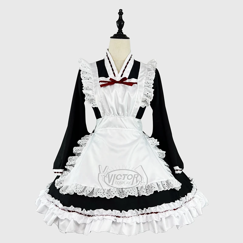 

Girls Cute Skirt Outfit Restaurant Cafe Maid Work Uniform Halloween Carnival Women Dress