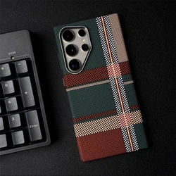 For Samsung Galaxy S26 S25 S24 S23 Ultra Plus Trendy Carbon Fibre Relief Texture Case MagSafe Wireless Charging Shockproof Cover