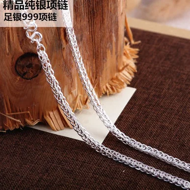 999 pure silver chain men silver necklace women  long necklace women mens jewellery silver chain 40cm-60cm necklace