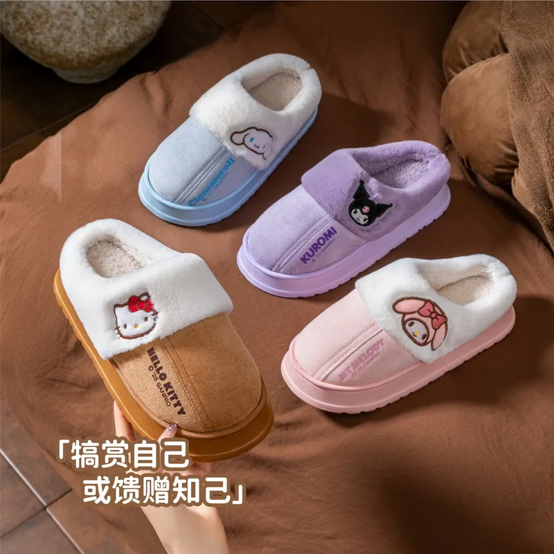 

Hello Kittys Kids Slippers Home Shoes Cinnamoroll Kuromi Indoor Fashion Soft Keep Warm Anti-Slip Autumn Winter New