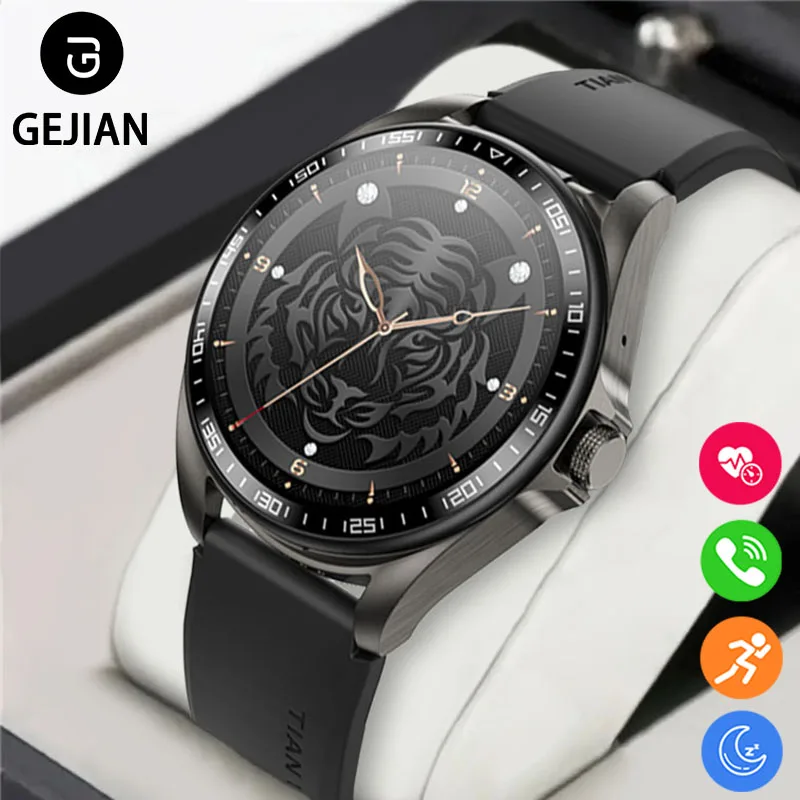 

GEJIAN Новые мужские часы 2025 года, 1,43 дюйма, разрешение 466*466, мониторинг сердечного ритма, здоровья, спорт на открытом воздухе, мужские часы с Bluetooth 5,3