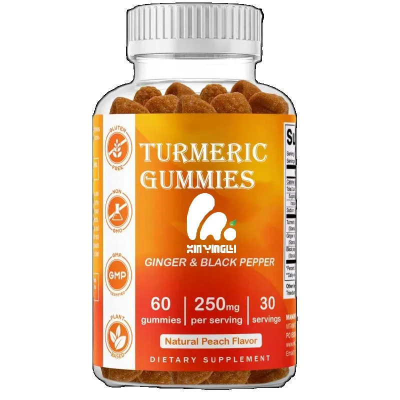 

Vitamin turmeric gummies containing ginger and black pepper extracts -60 gummies with antioxidants and inflammation support