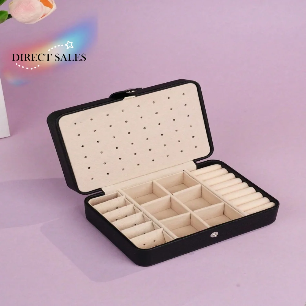 High-end Portable Jewelry Storage Box Exquisite Large Capacity Buttoned Jewelry Organizer Box Display Dustproof