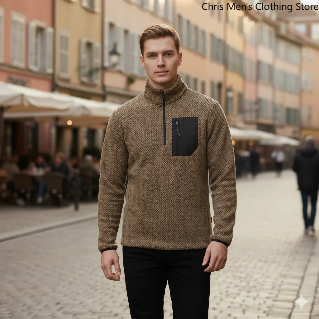 لينة مريحة الفاخرة جودة سستة البلوز قميص الشتاء والخريف الرجال عالية الرقبة البلوز سترة، الرجال الرياضة هوديي #3