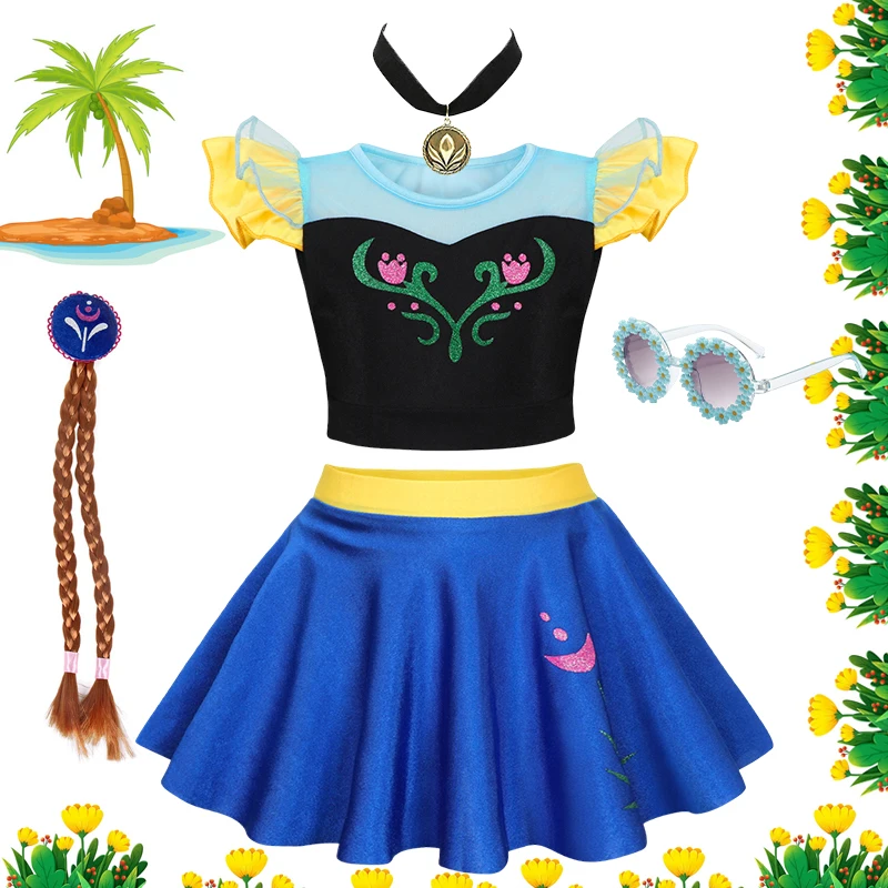 

Girls 2025 Summer Swimsuit Anna Swimming Suit Kids Children Swimwear Elsa Princess Bikini Bathing Suit Cartoon Beach Wear 1-12Y