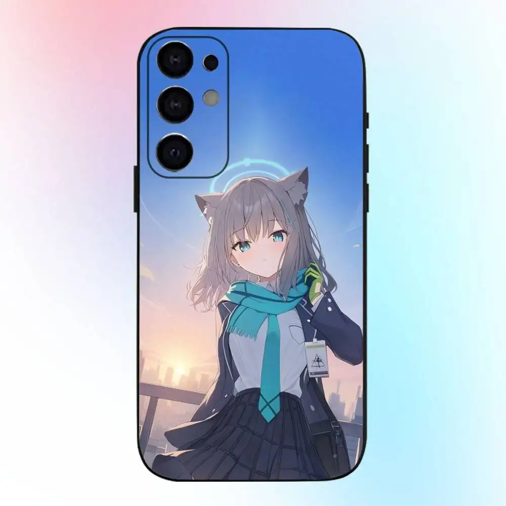 Funda de teléfono azul S-Shiroko A-Archive para Samsung S25,S24,S21,S22,S23,S30,Ultra,S20,Plus,Fe,Lite,Note,10,9,5G cubierta negra