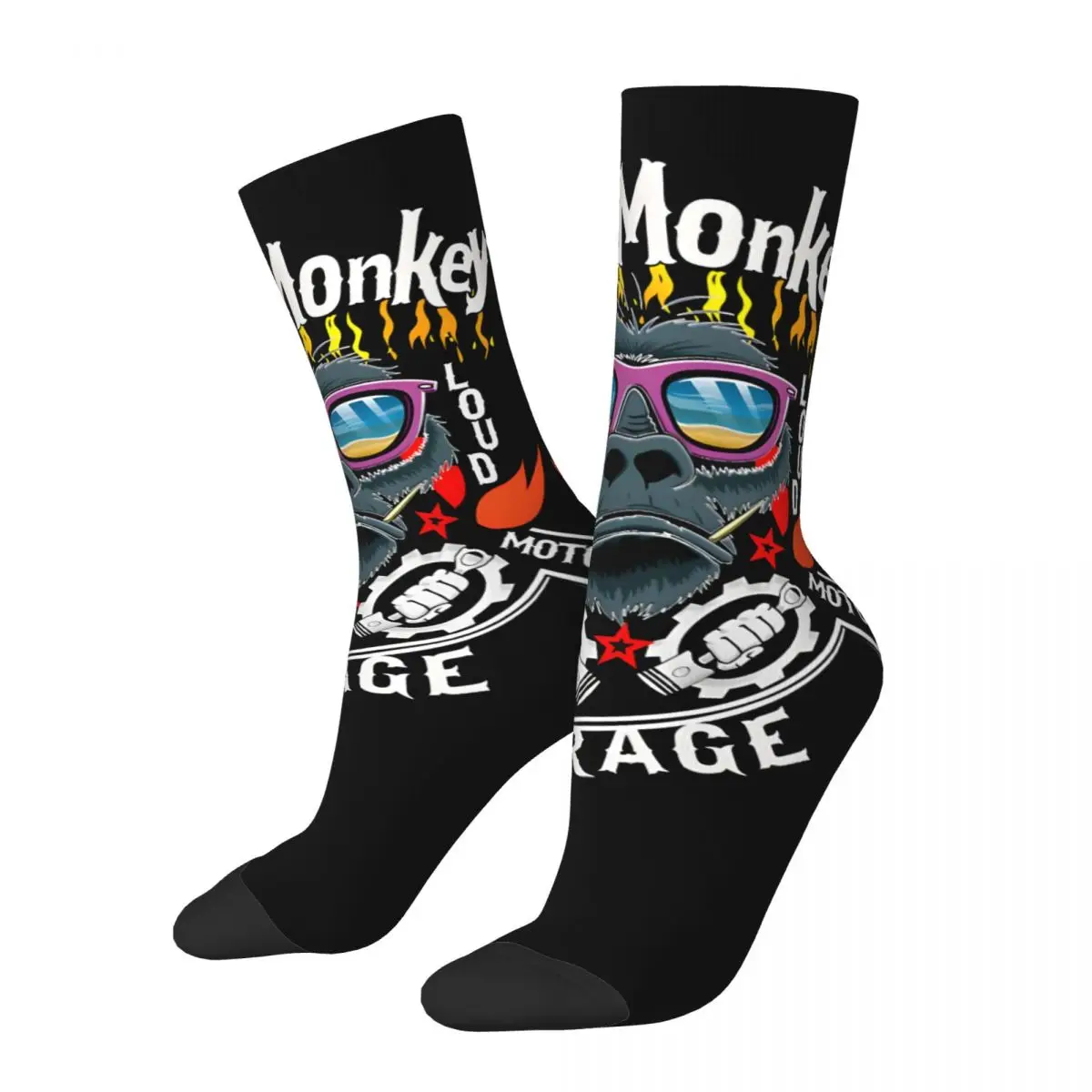 Vintage Garage Gas Monkey Garage Men's compression Socks Unisex Gas Monkey Harajuku Seamless Printed Novelty Crew Sock