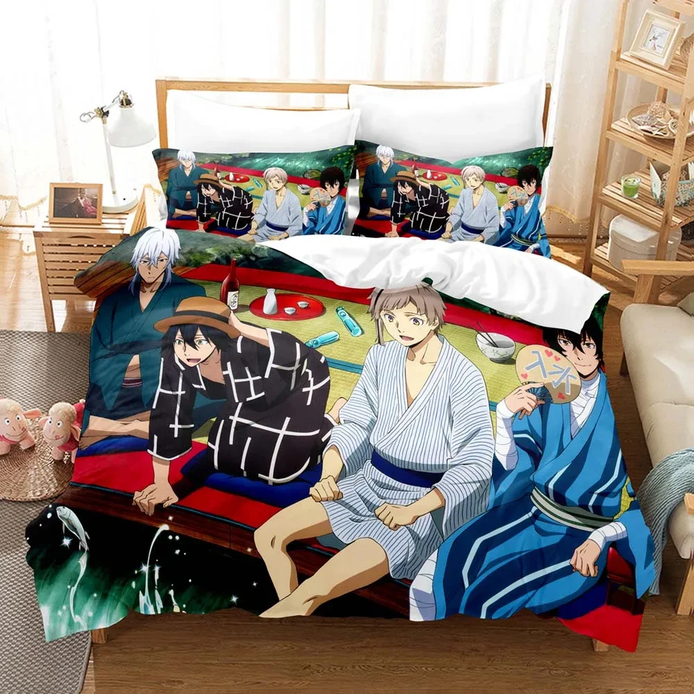 Imagem -05 - Anime Bungo Stray Dogs Bedding Grupo Capa de Edredão Fronha Gêmeo Queen Size Meninos Meninas Crianças Moda Adulta Home Textile