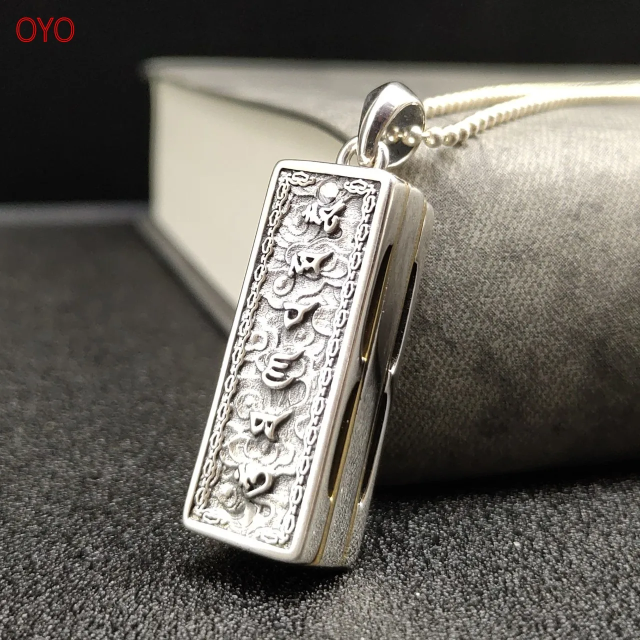 

Real s925 sterling silver trend retro Thai silver six word truth harmonica necklace pendant fashionable men and women popular pe