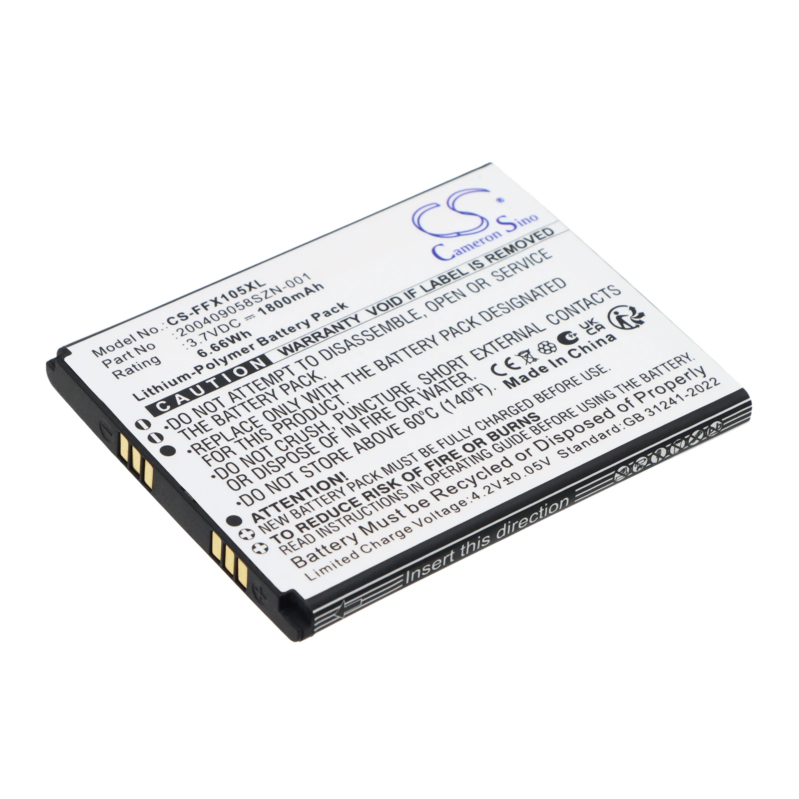 Cameron Sino 3.7V 1800mAh Replacement Barcode Scanner Battery 200409058SZN-001 for FAMOCO FX105