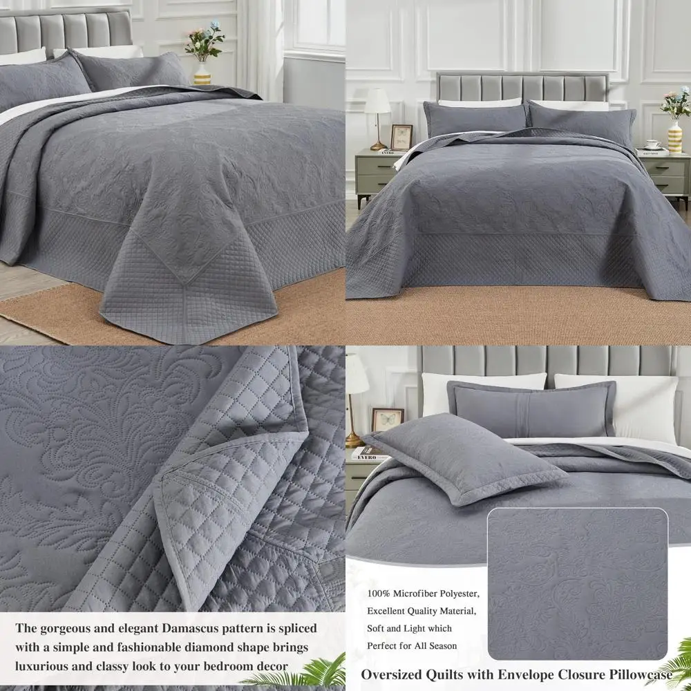 

"Jumbo King Bedspreads 128x120, Oversized California King Quilt Sets, Plush Extra Wide King Size Quilts, Lightweight Two-Sided"
