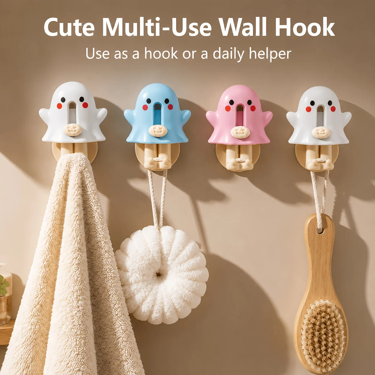 3 Pieces of Randomly Colored Cute Ghost Pumpkin Mini Utility Knives with Self-Adhesive Wall Hooks, Cartoon Unboxing Knives, Suitable for Cutting Paper, Opening Packages, Desktop Storage, and Daily Use. Halloween and Christmas Gifts