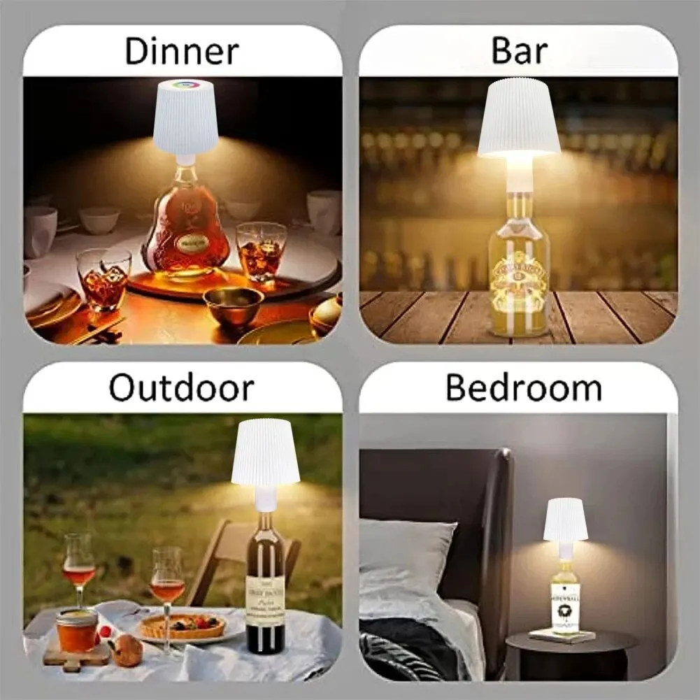 AmmToo Wine Bottle Lamp Head Table Lamp Removable Portable Charging Touch Switch Night Light Decoration for Bar Cafe Atmosphere