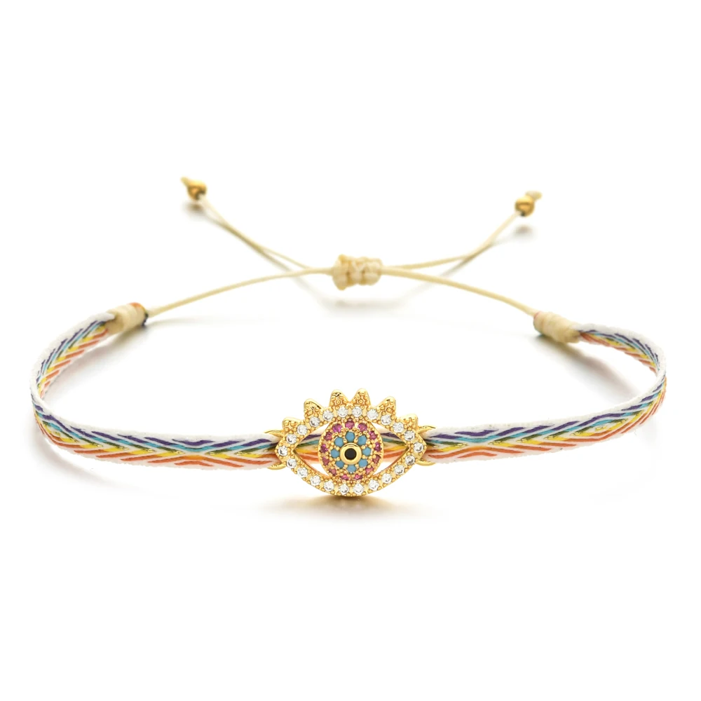 Boho Kristal Charm Nazar Charm El dokuması Bilezikler Kadınlar için Hediyeler Koleksiyonu Bileklik Ayarlanabilir Bilezik