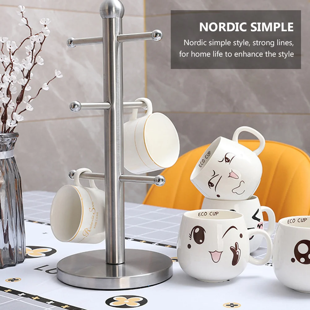

Mug Storage Rack Stainless Steel Cup Organizing Holder Kitchen Tabletop Drying Shelf Metal Drinkware Hanging Stand