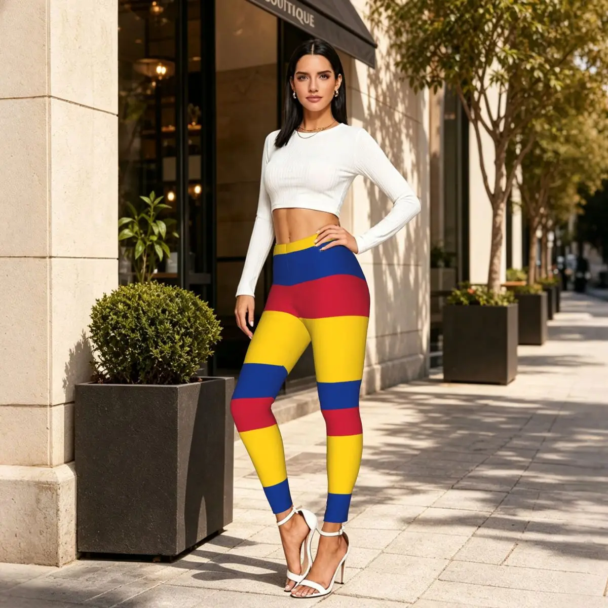 Colombia Flag Women Leggings High Waisted Stretch Tights Workout Running Pants