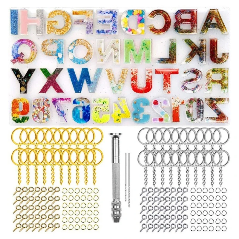 

YUYU 244 шт. брелок из смолы, набор инструментов, алфавитный номер, силиконовая форма для рукоделия, брелок для ключей, номер