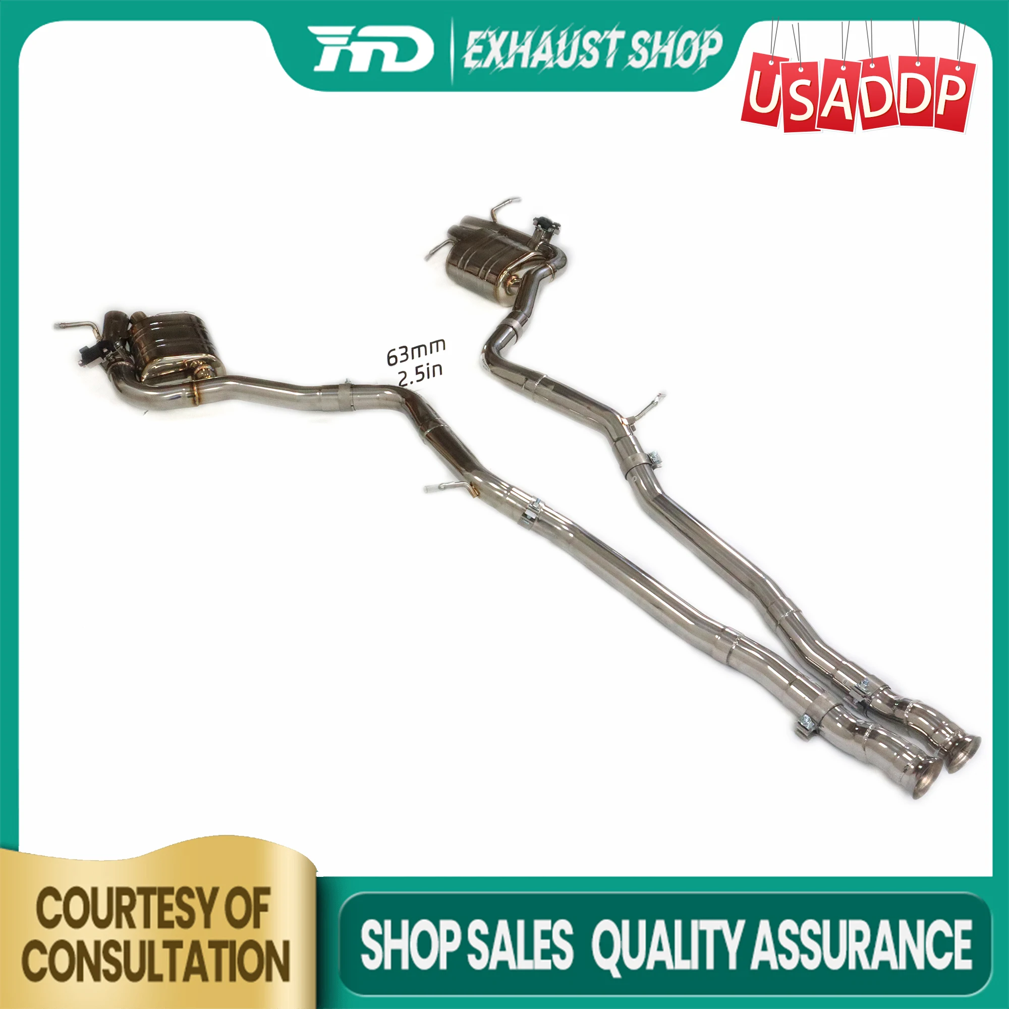 

SUS304 Catback for Mercedes Benz S63 W223 Electronic valves Increased horsepower Muffler Exhaust system High quality