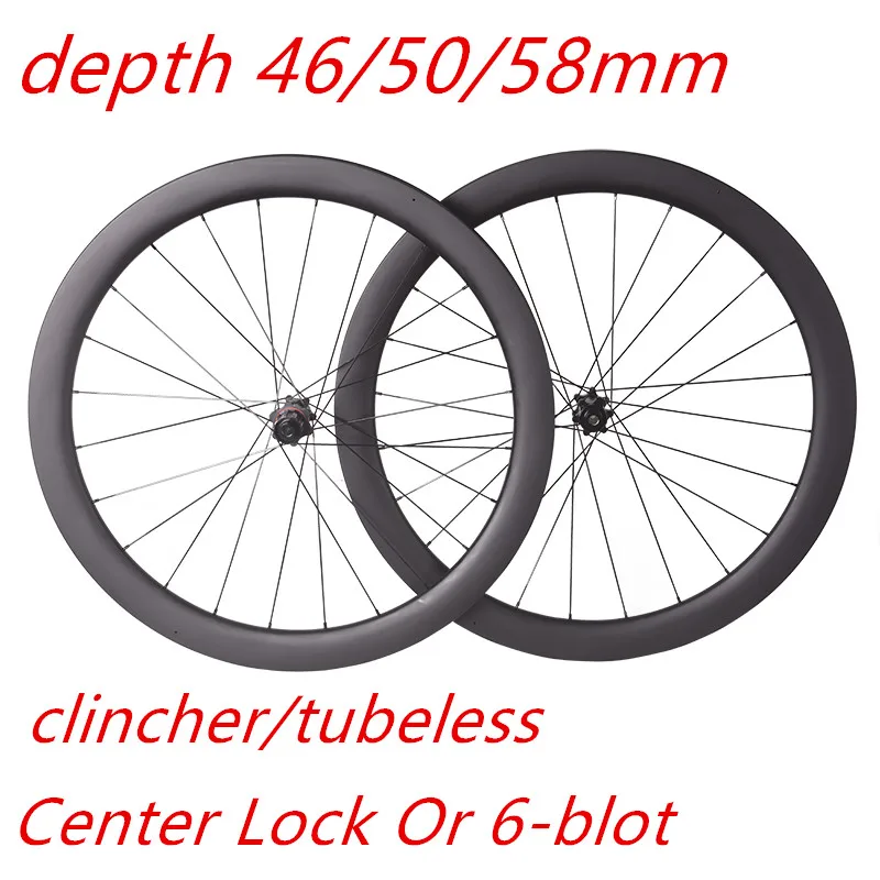 

RUJIXU 6-claw Carbon Wheels Disc Brake 700c Road Bike Wheelset Quality Carbon Rim Center Lock Or 6-blot Bock Road Cycling