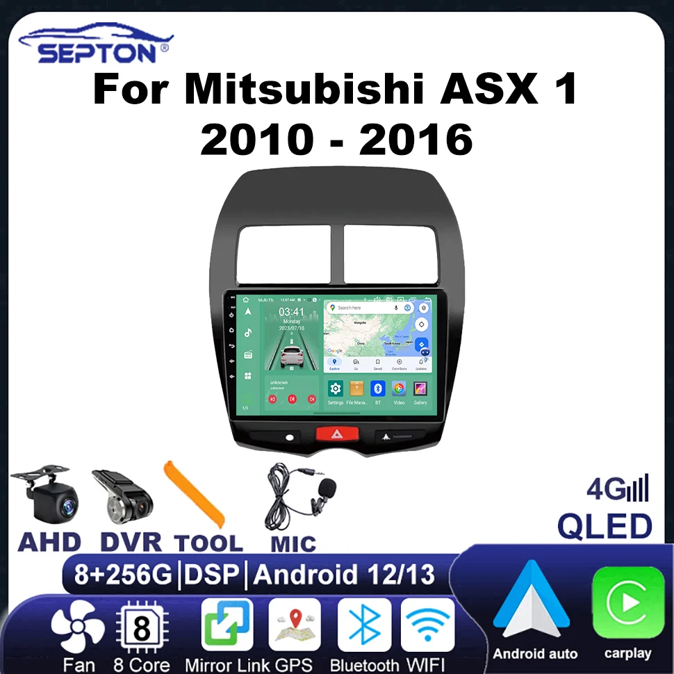 

SEPTON Car Radio for Mitsubishi ASX 1 2010-2016 Carplay Android Auto GPS 4G Stereo DVD Navigation Automovie Multimedia Head Unit