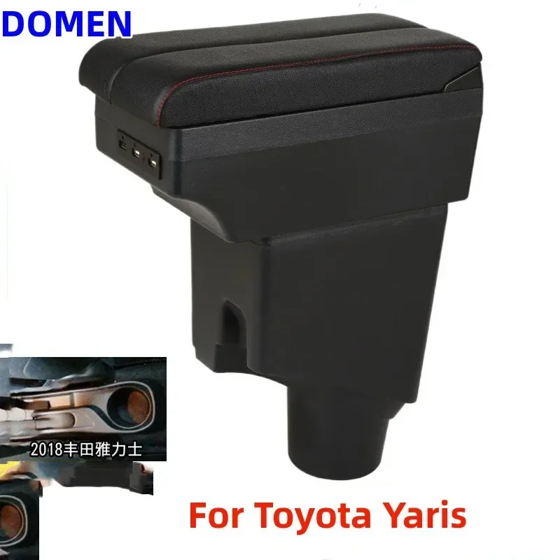 For Toyota Yaris Armrest box Interior Parts Car Central  Content With Retractable Cup Hole Large Space Dual Layer USB DOMEN