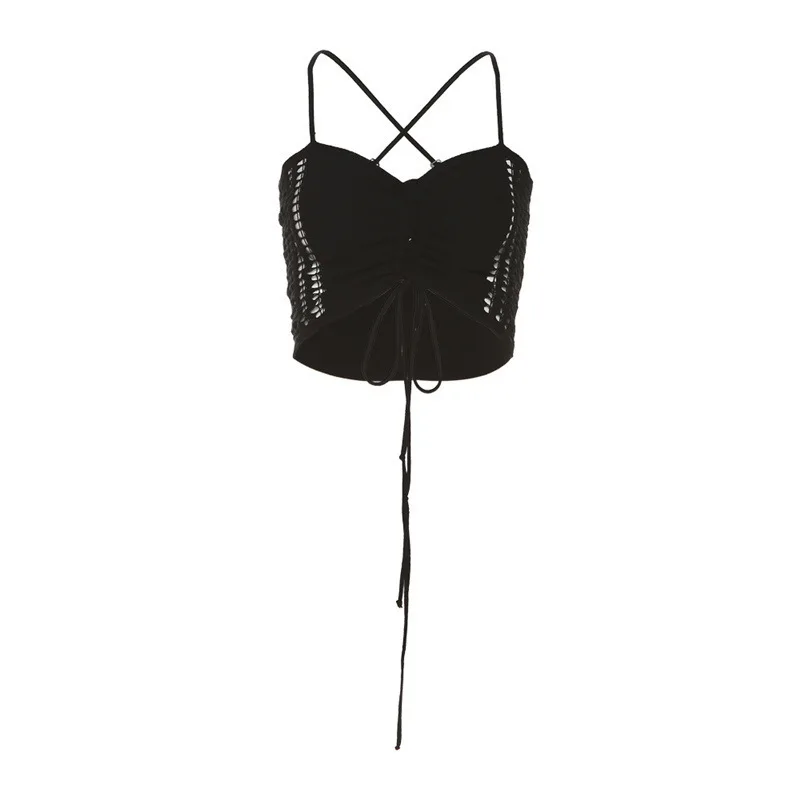 

2023 Style Summer New Women's Clothing Solid Color Slim Fit Street Fashion Suspender Pleated Backless Vest For Women