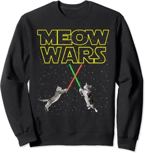 

Polarshe Meow Wars Cat Shirt Funny Gifts For Cats Lovers Unisex Crewneck Sweatshirt