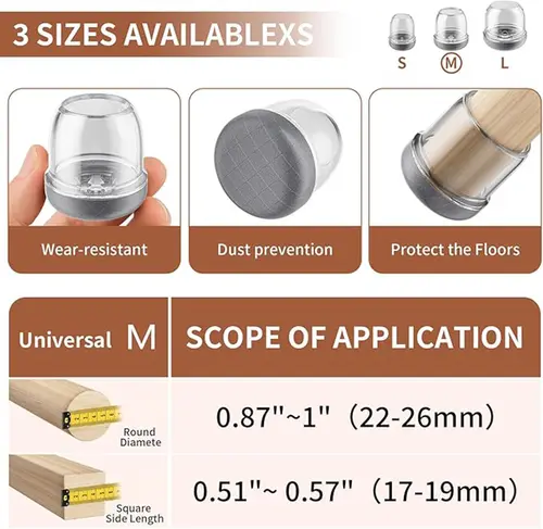 8pcs Gray Chair Leg Cover Diagonal Leg Floor Protectors Silicone Furniture Table Feet Protect for Dining Table Chair No Noise - Image 3