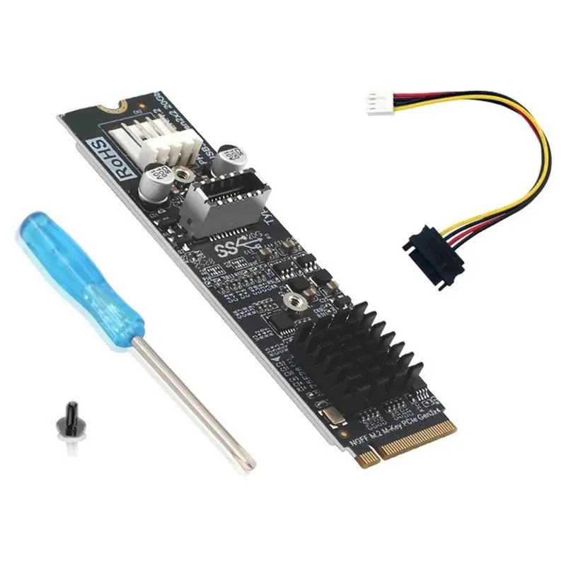 [NEW A09R!】 M. 2 NVME M Key Mkey To USB3.2 Adapter 20Gbps High-Speed M2 Pcie To USB3.2 Front Panel Expansion Card Featuring ASM3