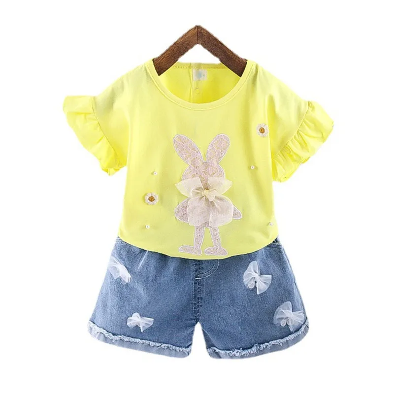 New Summer Fashion Baby Girl Clothes Suit Children Cute T-Shirt Shorts 2Pcs/Sets Toddler Casual Costume Outfits Kids Tracksuits