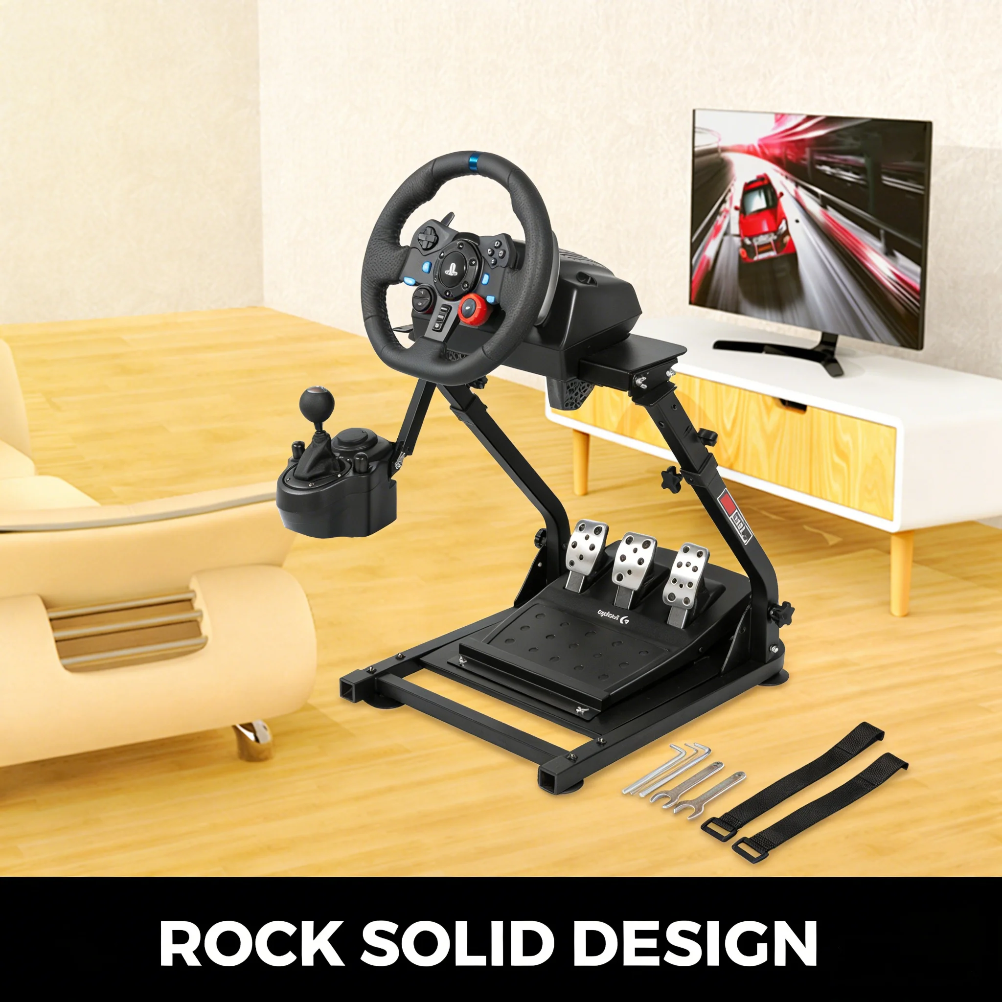 

G920 Racing Steering Wheel Shifter Stand Adjustable Gaming Wheel Stand Pedals fit for Logitech G27 G25 G29