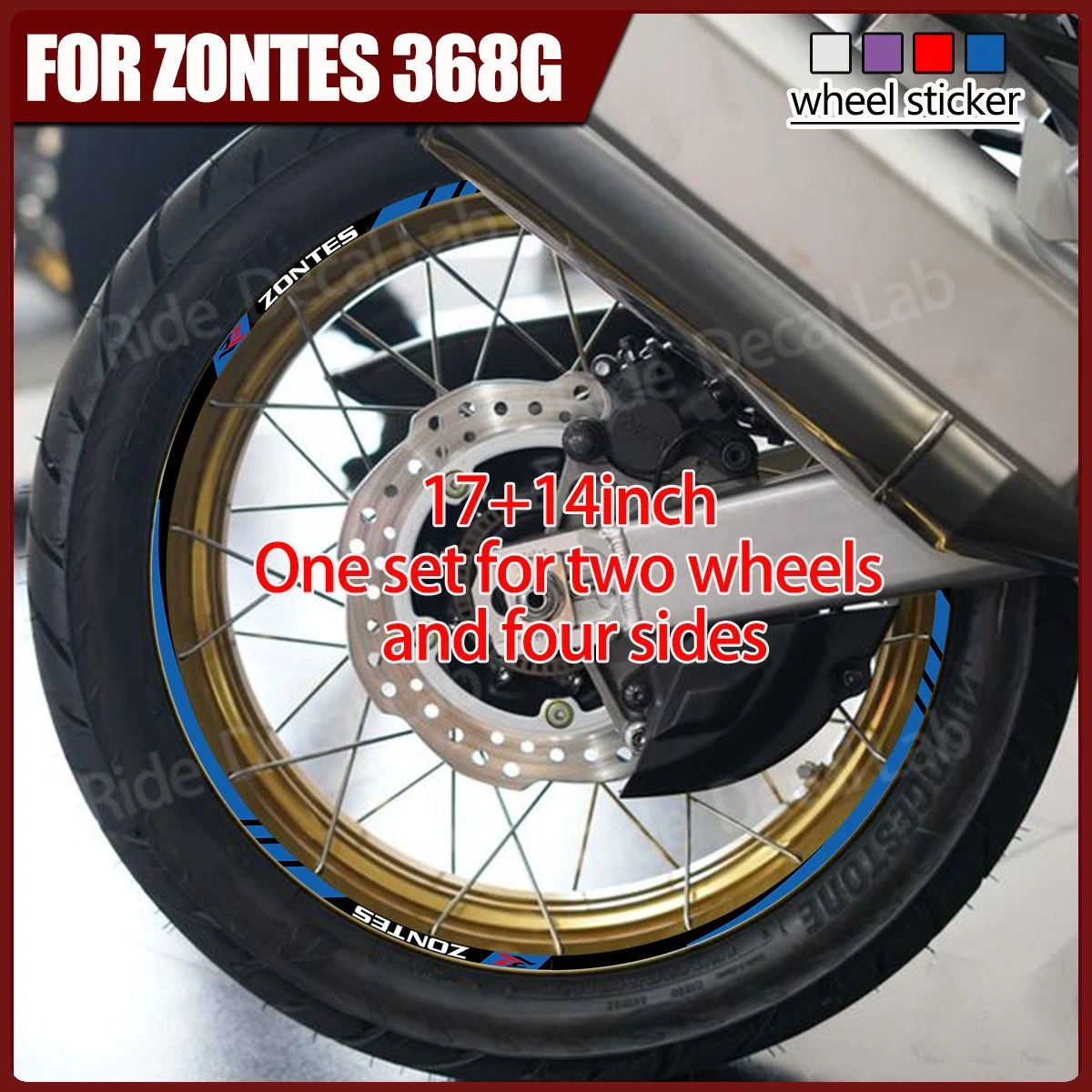 17-Zoll Vorderrad 14-Zoll Hinterrad Aufkleber für Zontes 368G Motorrad Felgen Individualisierung Vinyl-Aufkleber