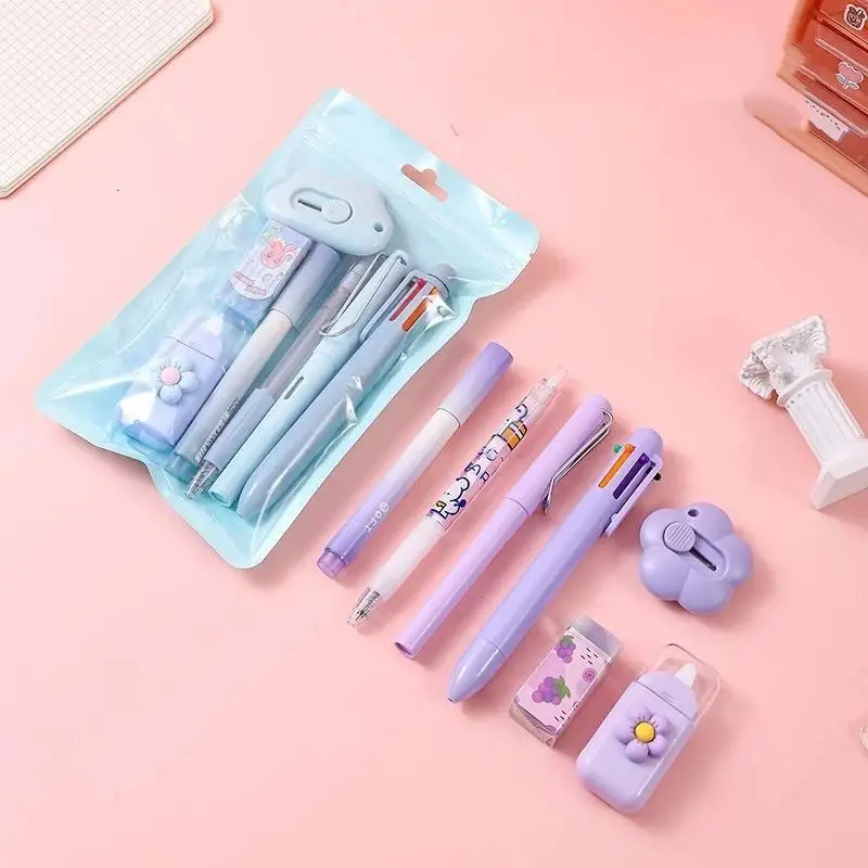 Nouvel ensemble de papeterie 7 pièces de haute qualité, cadeau de remise de diplôme pour étudiants, stylo neutre, pack de papeterie pour l'école et le bureau