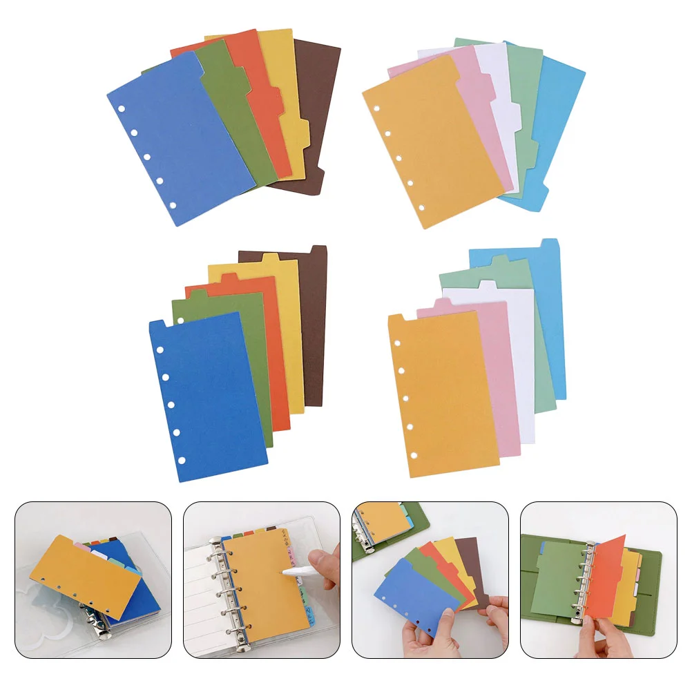 

4 Sets Index Separator Page Notebook Dividers Binder Accessories Office Binders Pluggable for Paper Supply Tab Inserts The