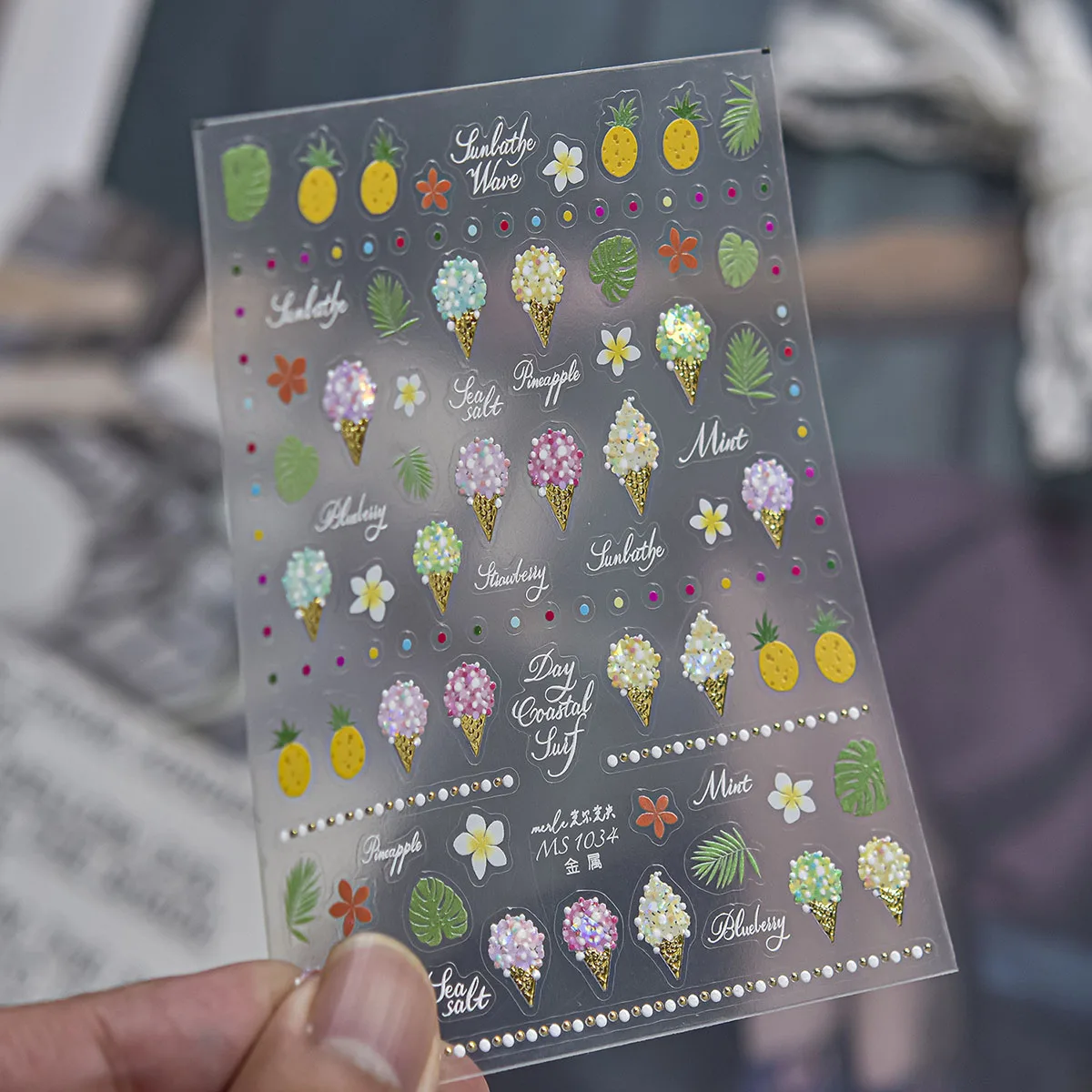 Sweet Cherry Pineapple Clear Pear Tomato Lemon Strawberry Watermelon Fruits Adhesive Nail Charms Tip Art Sticker Manicure Decals