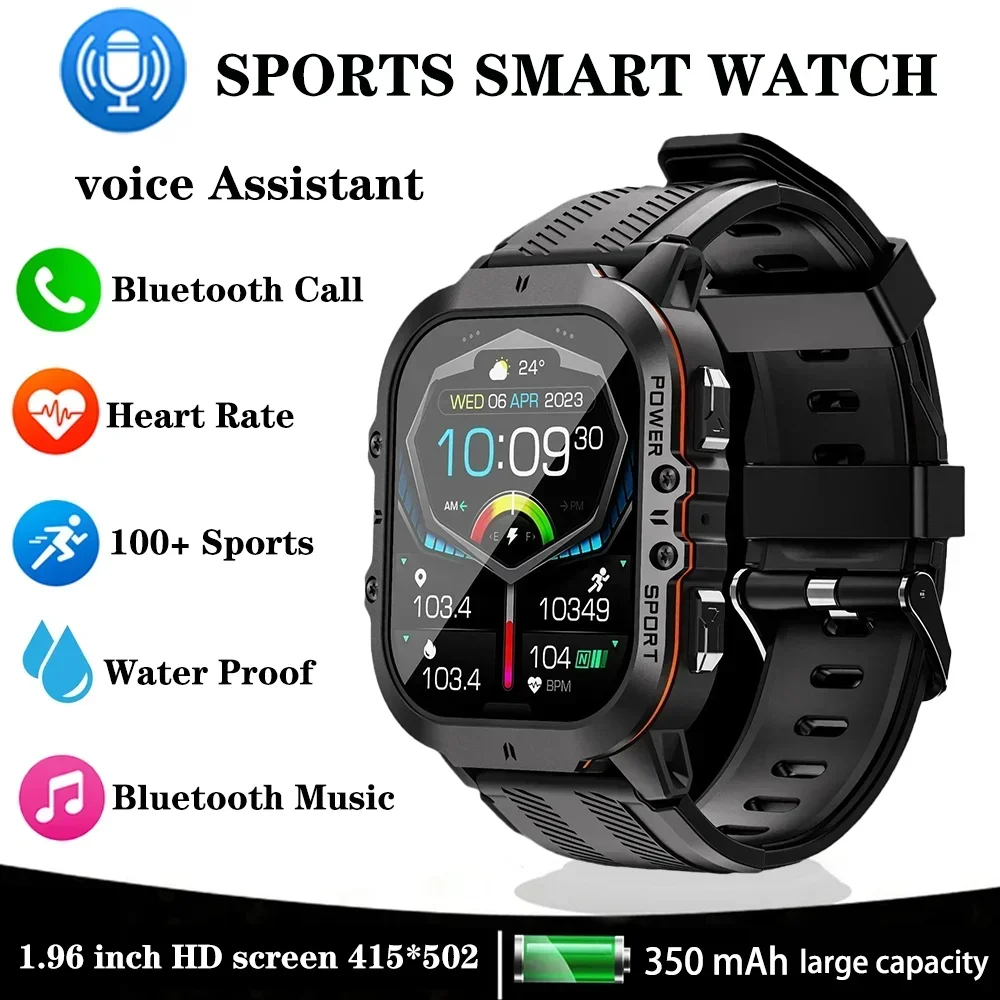 

Xiaomi Mijia 1.96'' Smartwatch Voice Assistant Bluetooth Calls 1ATM Waterproof Watch Sports Fitness Healthy Monitoring Men Watch