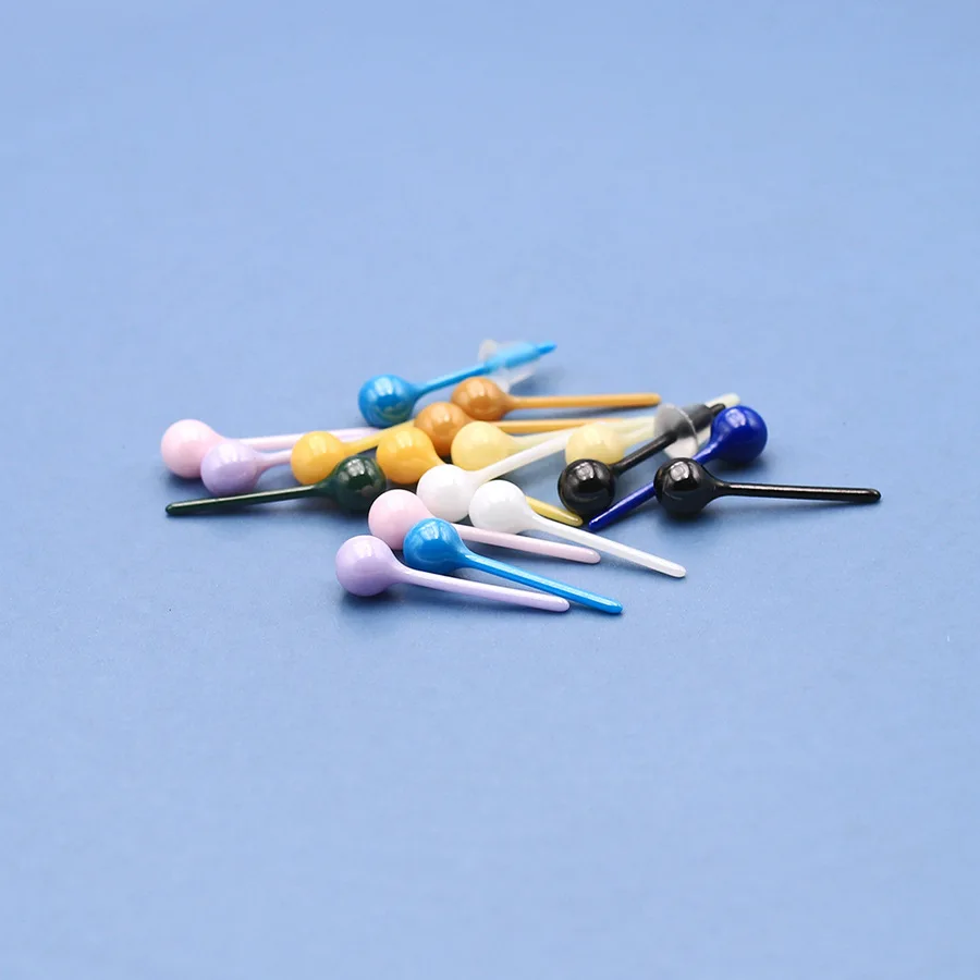 Small Ceramic Needle With Resin The Ball Shape 4mm Design Multi For Choose Anti-allergic Fashion Jewelry