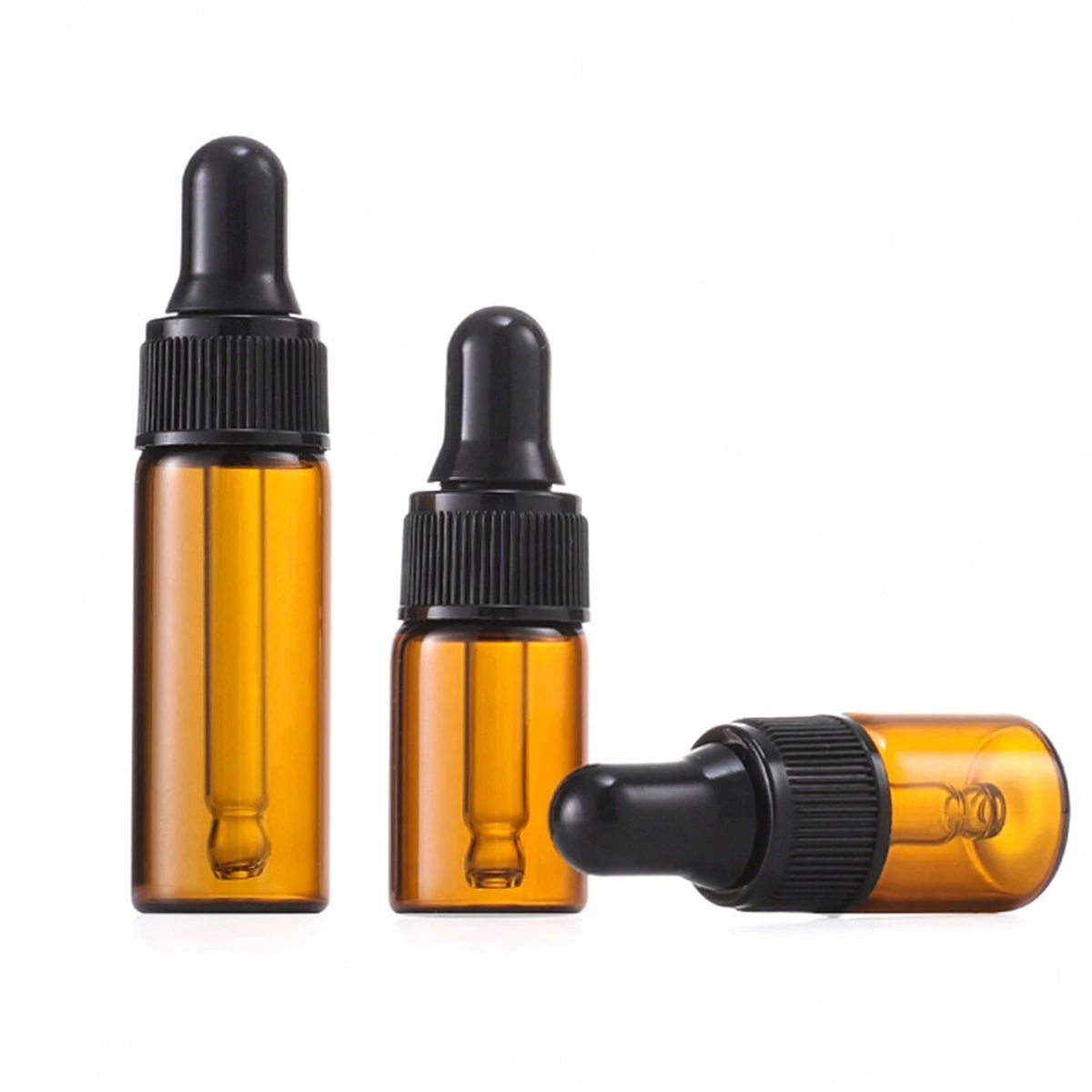10 Stück Tropfflaschen aus dunklem Braunglas, 1 ml, 2 ml, 3 ml, 5 ml, Tinkturflaschen mit Augentropfer für ätherische Öle, Parfüm, Haaröl,