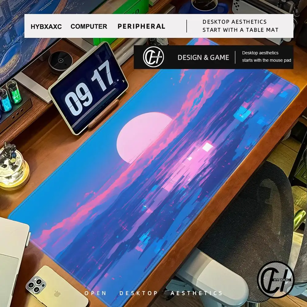 

RGB Mouse Pad Gaming Mousepads LED Mouse Mat Landscape And Sunset Glow Keyboard Mat Anti-slip 40x90cm Mousepad Luminous Desk Rug