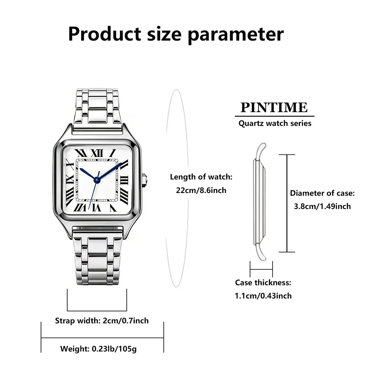Ladies' Square Luxury Watch, Arabic Text on the Large Dial, 30-Meter Water Resistance, Elegant Design, Stainless Steel Strap, Wa - view 2