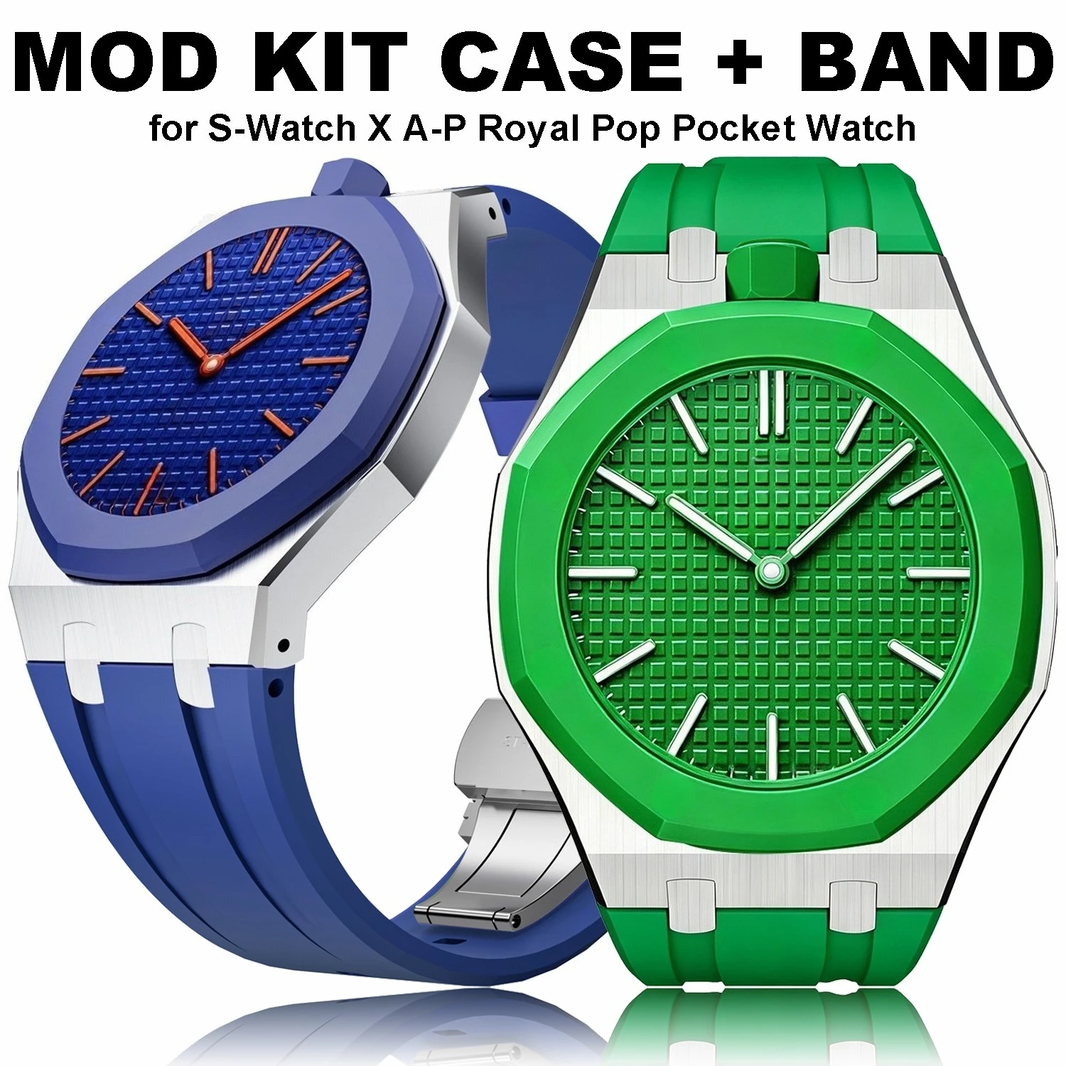 12 O Clock Stainless Steel Case Mod Kit for S-Watch X A-P Royal Pop Pocket Watch Rubber Strap Personalized Accessories