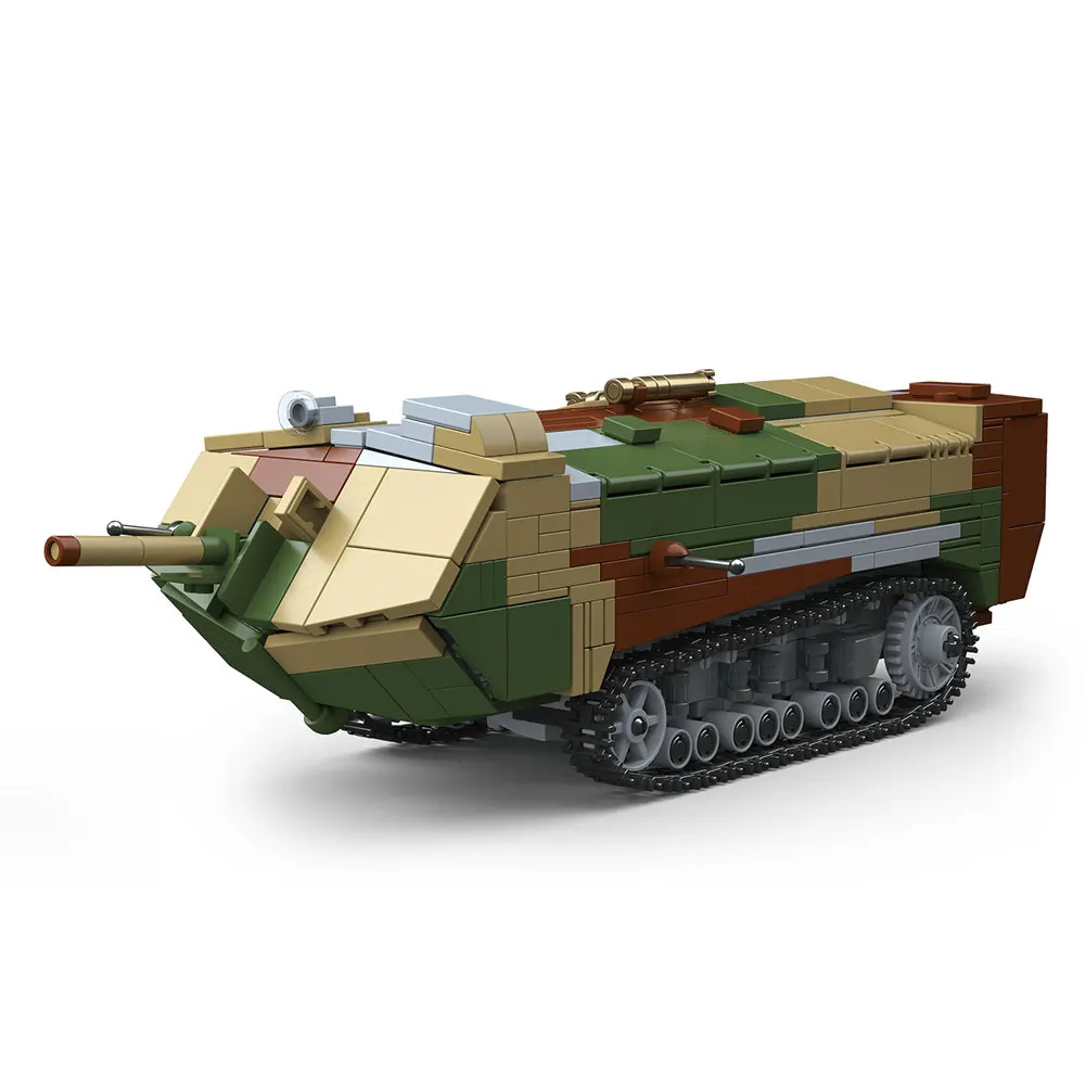 World War 1 WW1 Army Military Soldiers Saint-Chamond Heavy Tank Armored Vehicle Model Building Blocks Bricks Children's Toys
