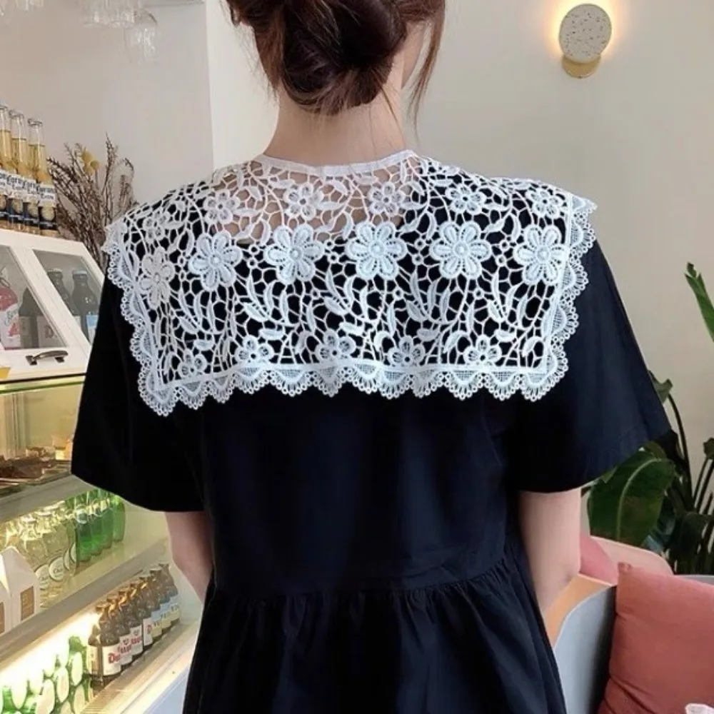 Dulce ahueca hacia fuera el cuello falso malla tejida Crochet chal cuello desmontable cuello redondo bufanda Accesorios