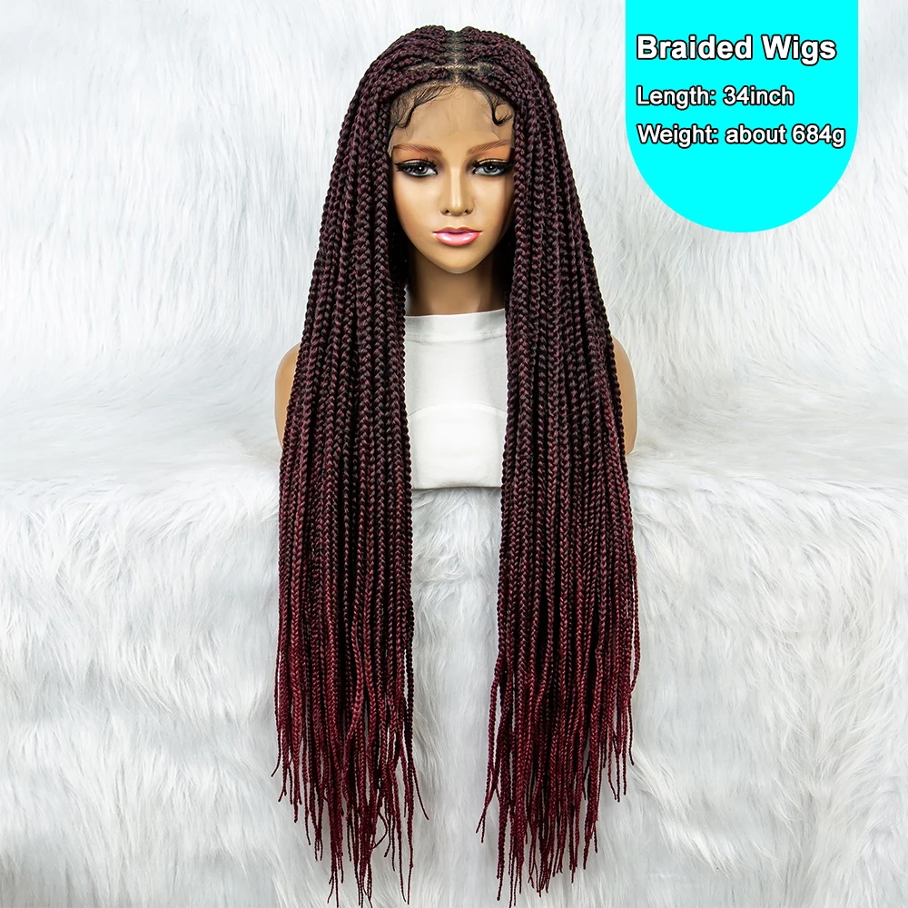 شفاف كامل الدانتيل شعر مستعار مضفر الاصطناعية مربع شعر مستعار مضفر عقدة صندوق الضفائر الباروكات للنساء السود مع شعر الطفل #3