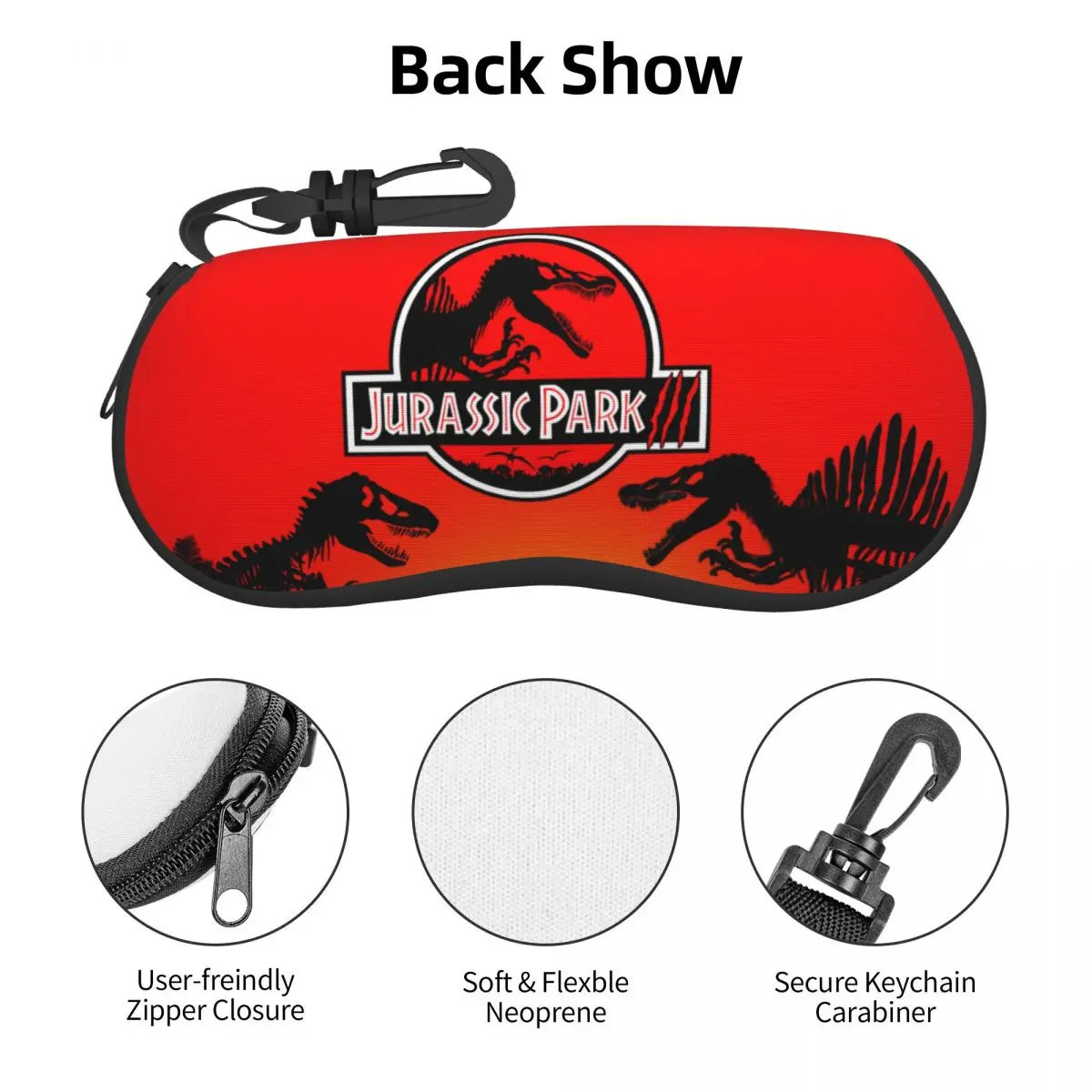 Custom Jurassic Park Dinosaur Shell Glasses Case Fashion Sci Fi Fantasy Movie Film Eyeglasses Case Sunglasses Protector Box