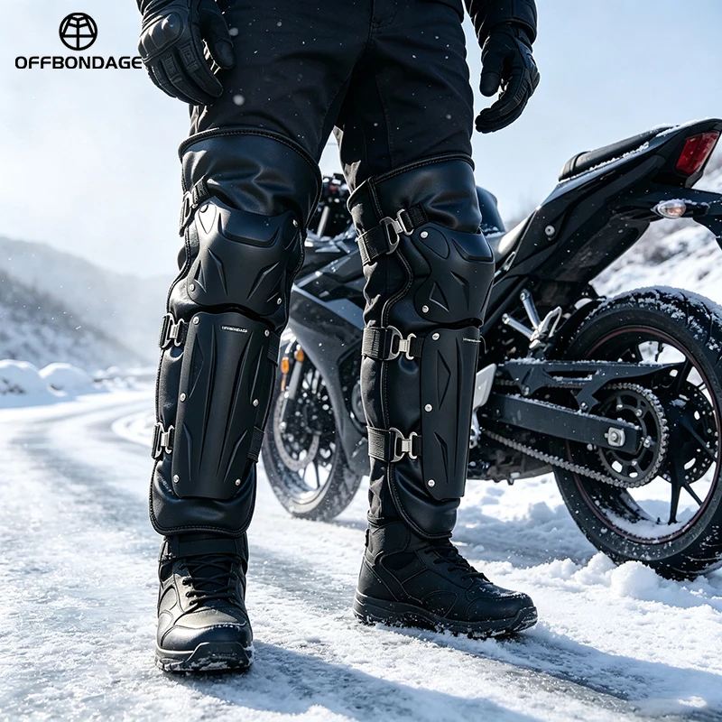 Knee Guard Hard - OFFBONDAGE Protège-genoux chauds pour moto d'hiver,