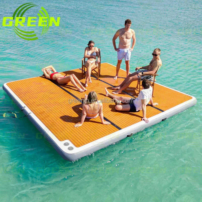 GREEN Inflatable Dock Deck Inflatable Floating Platform Float Dock Platform With Ladder 10ft*10ft floating dock